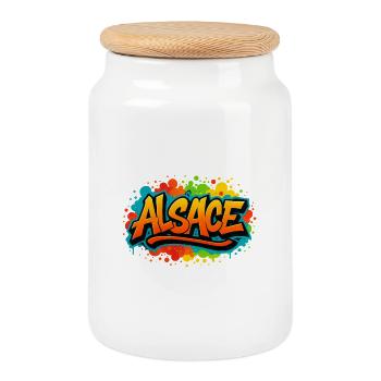 Magisches Alsace-Graffiti-Design-T-Shirt - Keksdose mit Holzdeckel - Weiß - Vorne
