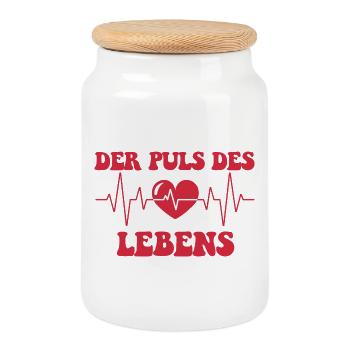 Expectant mother THE PULSE OF LIFE Funny - Cookie Jar with Wooden Lid - white - Front