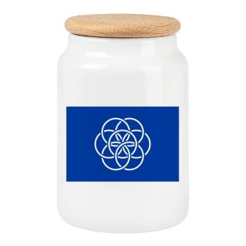 International Flag of Planet Earth - Cookie Jar with Wooden Lid - white - Front