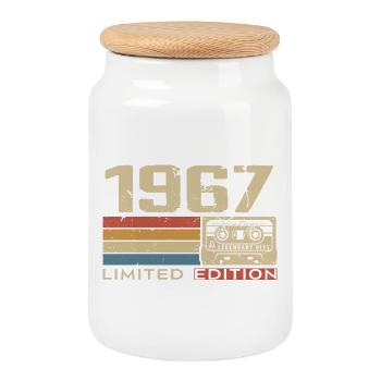 Légendes 1967 Millésime 1967 Jubilé 1967 vintage  - Boîte à biscuits avec couvercle en bois - blanc - Devant