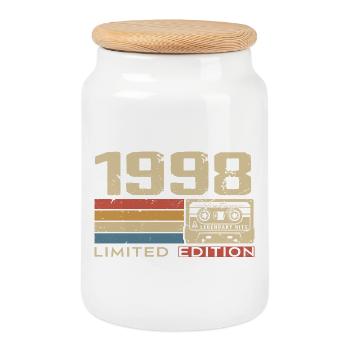 Légendes 1998 Millésime 1998 Jubilé 1998 vintage  - Boîte à biscuits avec couvercle en bois - blanc - Devant