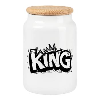 Roi Graffiti - Boîte à biscuits avec couvercle en bois - blanc - Devant