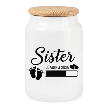 Sister Loading 2026 - Keksdose mit Holzdeckel - Weiß - Vorne