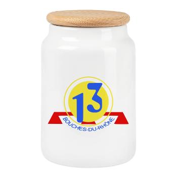 Logo 13 Bouches-du-Rhône - Boîte à biscuits avec couvercle en bois - blanc - Devant