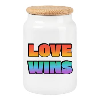 Love Wins Gradient Fetter Text - Keksdose mit Holzdeckel - Weiß - Vorne