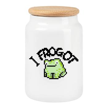I frogot, cute frog  - Keksdose mit Holzdeckel - Weiß - Vorne