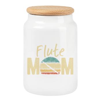 Flöte Mama Retro Vintage Marching Band Design - Keksdose mit Holzdeckel - Weiß - Vorne