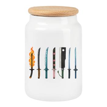 Anime Swords Collection Design - Cookie Jar with Wooden Lid - white - Front