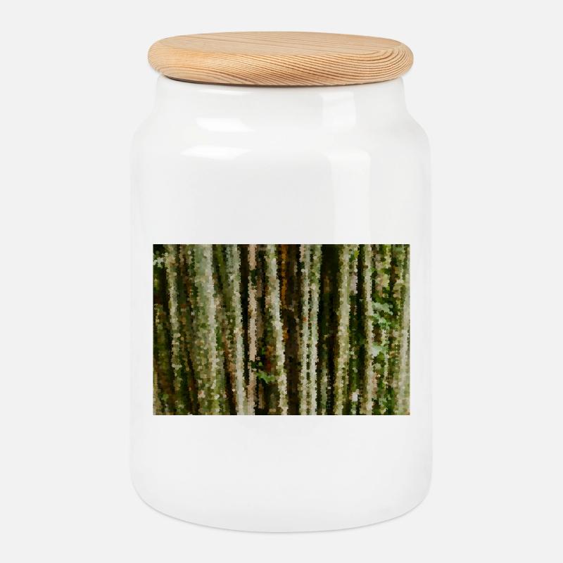 Birkenwald Pixelstreifen - Keksdose mit Holzdeckel - Weiß