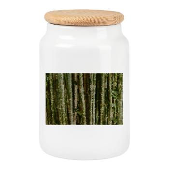 Forest Lines Camouflage Pattern - Cookie Jar with Wooden Lid - white - Front