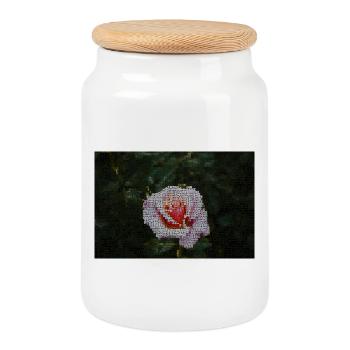 Mosaïque de roses dans le vert nuit - Boîte à biscuits avec couvercle en bois - blanc - Devant