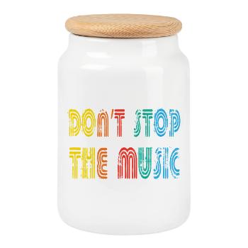 N’arrêtez pas la musique - Boîte à biscuits avec couvercle en bois - blanc - Devant