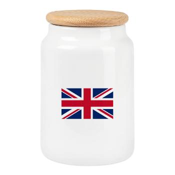 Drapeau stylisé croix diagonales UK - Boîte à biscuits avec couvercle en bois - blanc - Devant