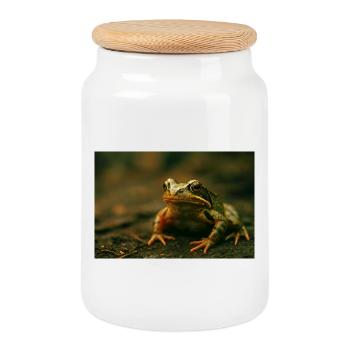 Wilde Tiere, Frosch - Keksdose mit Holzdeckel - Weiß - Vorne