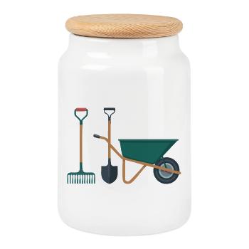 Garten - Keksdose mit Holzdeckel - Weiß - Vorne