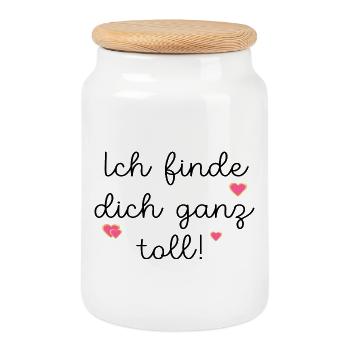 FREUNDSCHAFT TOLL FINDEN - Keksdose mit Holzdeckel - Weiß - Vorne