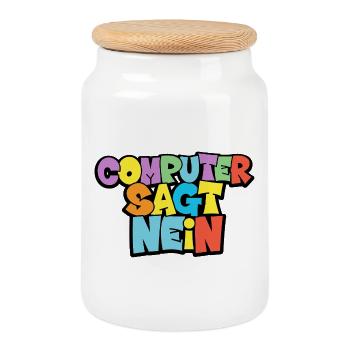 L’ordinateur coloré dit qu’il n’y a pas de graphique - Boîte à biscuits avec couvercle en bois - blanc - Devant