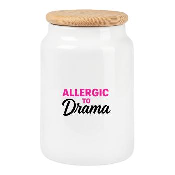 Allergic to Drama - Keksdose mit Holzdeckel - Weiß - Vorne