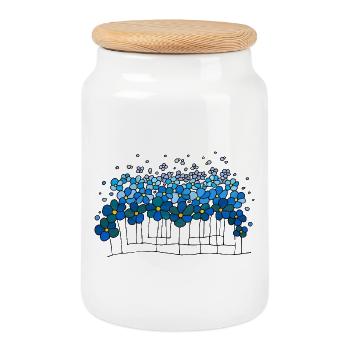 Blumen - Boîte à biscuits avec couvercle en bois - blanc - Devant