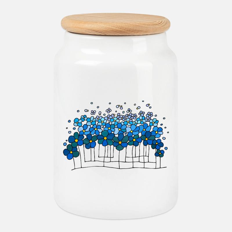 Blumen - Keksdose mit Holzdeckel - Weiß