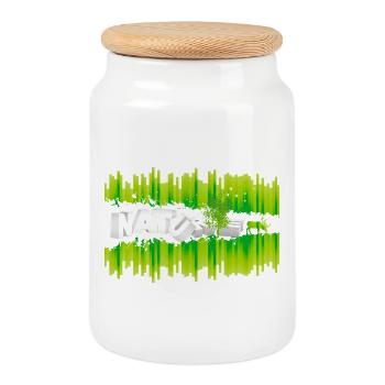 Trouvez la paix et la force – T-shirt Nature Harmonieuse - Boîte à biscuits avec couvercle en bois - blanc - Devant