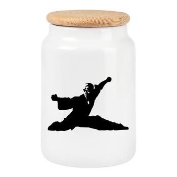 Kung-fu - Boîte à biscuits avec couvercle en bois - blanc - Devant