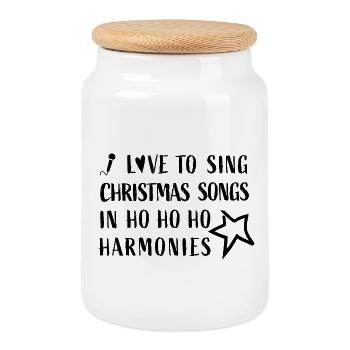 J’adore chanter des chansons de Noël dans des harmonies Hohoho - Boîte à biscuits avec couvercle en bois - blanc - Devant