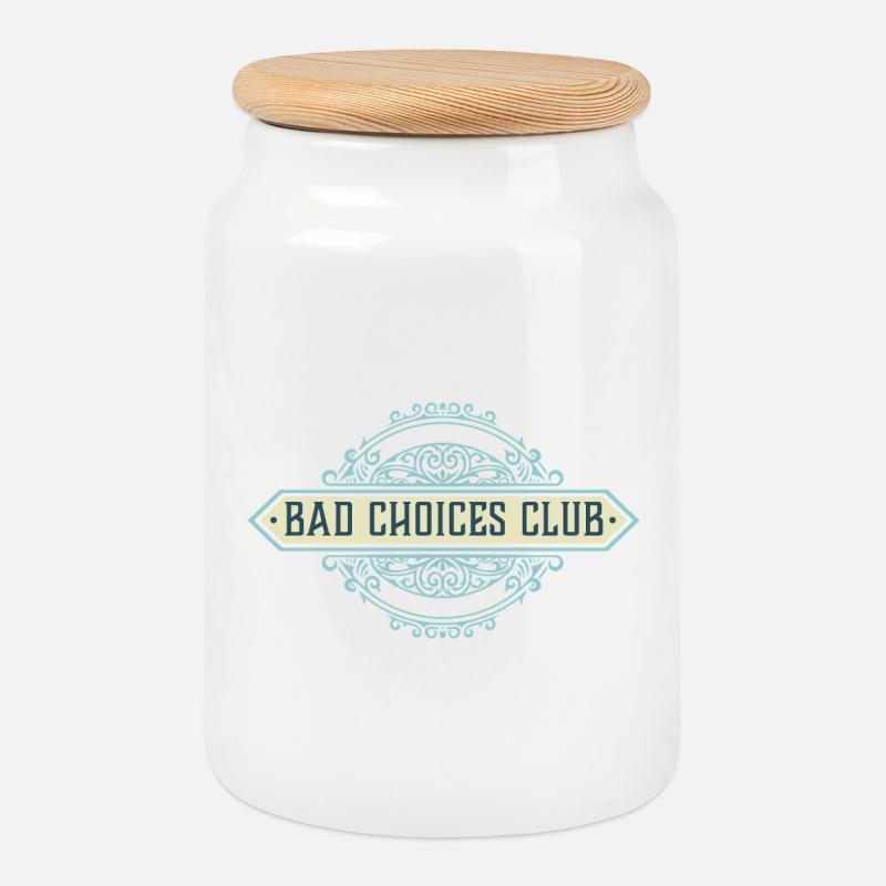 Bad Choices Club Emblem - Keksdose mit Holzdeckel - Weiß