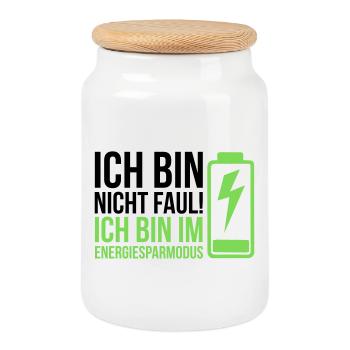 Je ne suis pas paresseux – je suis en mode économie d’énergie - Boîte à biscuits avec couvercle en bois - blanc - Devant
