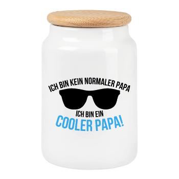 I'm a cool dad saying - Cookie Jar with Wooden Lid - white - Front