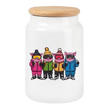 L’équipe de ski de Schweine Pistensau - Boîte à biscuits avec couvercle en bois - blanc - Devant