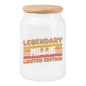 Millie as a name - Cookie Jar with Wooden Lid - white - Front