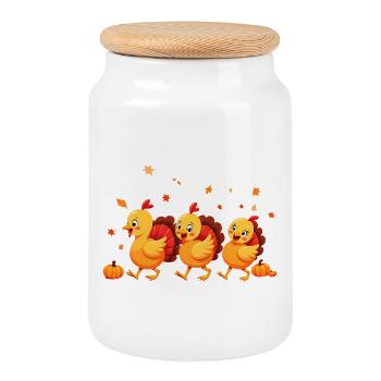 Bébé dinde de Thanksgiving - Boîte à biscuits avec couvercle en bois - blanc - Devant