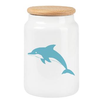 Dauphin Dauphins T-shirt Cadeau - Boîte à biscuits avec couvercle en bois - blanc - Devant