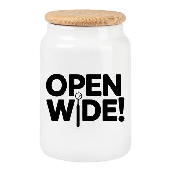 Conception de la santé bucco-dentaire du cabinet dentaire - Boîte à biscuits avec couvercle en bois - blanc - Devant