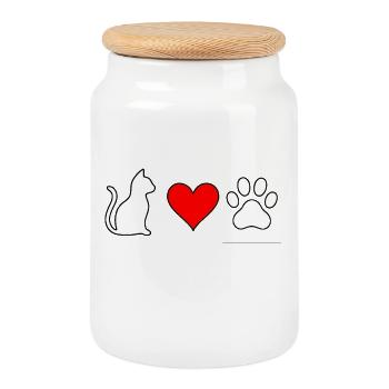 Chat Amour Formule HeartPaw - Boîte à biscuits avec couvercle en bois - blanc - Devant