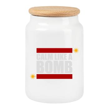 Calme comme une bombe Paradoxe Ironie Humour Blague explosive - Boîte à biscuits avec couvercle en bois - blanc - Devant