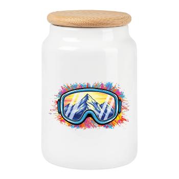 Apres Ski Party Crew Snow Skiing Ski Funny - Cookie Jar with Wooden Lid - white - Front