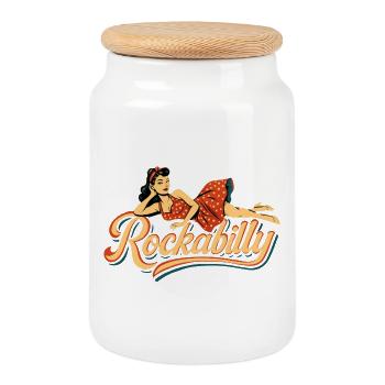 Rockabilly Femme Années 50 Allongé Jupon Cadeau - Boîte à biscuits avec couvercle en bois - blanc - Devant