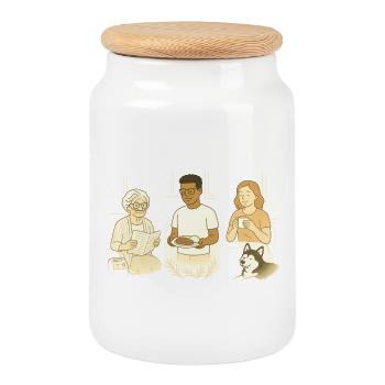 Everyday family life - Cookie Jar with Wooden Lid - white - Front