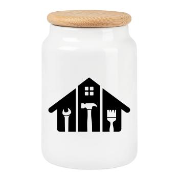 Maison et artisanat – Outil de brosse à marteau - Boîte à biscuits avec couvercle en bois - blanc - Devant
