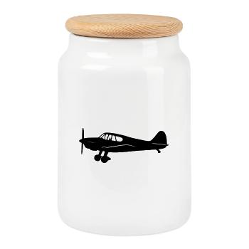 Avion Messerschmitt Bf 108 Silhouette - Boîte à biscuits avec couvercle en bois - blanc - Devant