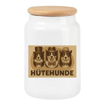 Herding Dogs - Affiche vintage amusante pour les fans de chiens - Boîte à biscuits avec couvercle en bois - blanc - Devant
