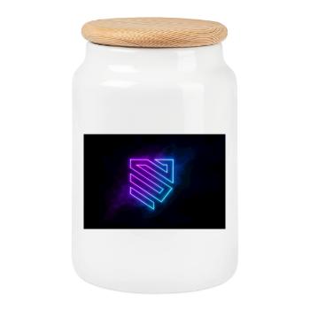 Bouclier géométrique néon - Boîte à biscuits avec couvercle en bois - blanc - Devant
