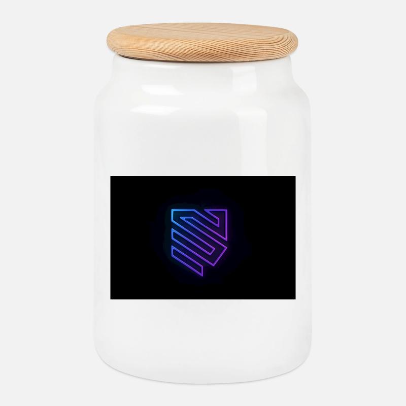Neon Geometrie Logo Gradient - Keksdose mit Holzdeckel - Weiß