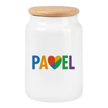 Padel Heart Colorful Logo - Cookie Jar with Wooden Lid - white - Front