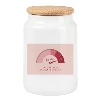 Mesurez la vie en moments d’amour - Boîte à biscuits avec couvercle en bois - blanc - Devant