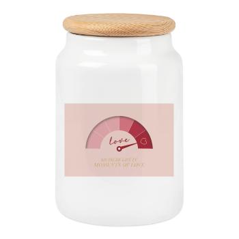 Mesurez la vie en moments d’amour - Boîte à biscuits avec couvercle en bois - blanc - Devant
