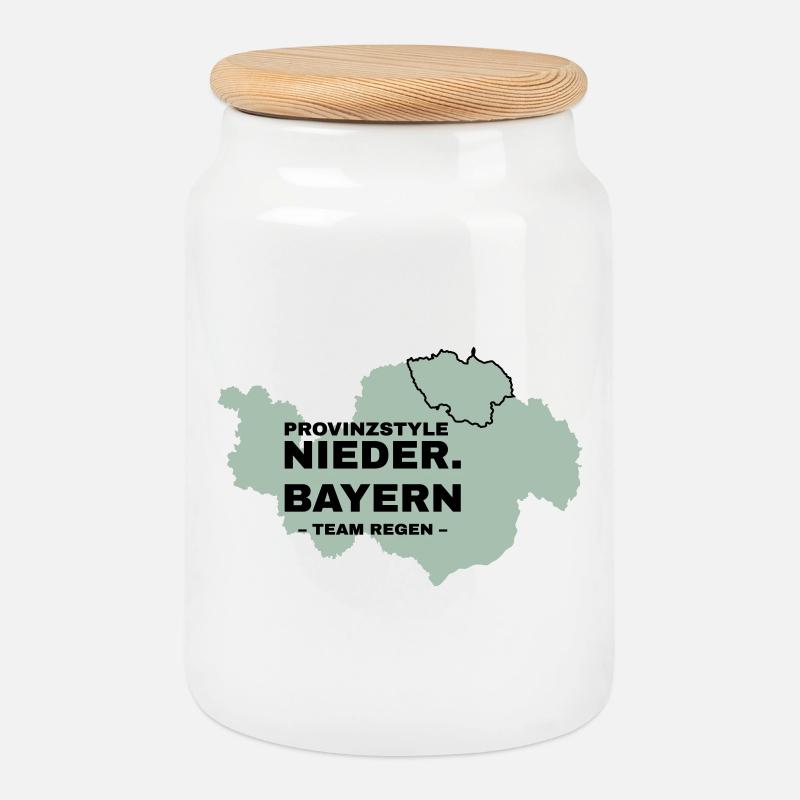 Lower Bavaria | RAIN - Cookie Jar with Wooden Lid - white