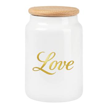 NEW -- Love & Light:  A Timeless Collection! - Cookie Jar with Wooden Lid - white - Front